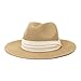 Womens Mens Wide Brim Straw Panama Hat Fedora Summer Beach Sun Hats UPF50+ Light Green