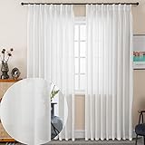 Ftinala Pinch Pleated Curtains Sheer Curtains 96 Inches Long Ivory White Curtains & Drapes for Livin