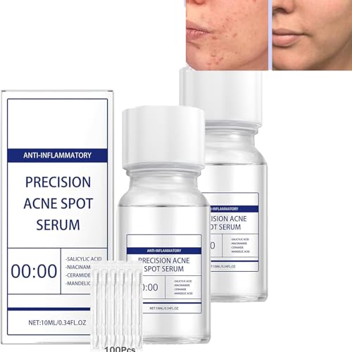 Suero de precisión para manchas de acné, 0.3 fl oz, 7 días, acné transparente, suero para tratamiento de manchas de acné para la cara, hace que tu rostro sea más refrescante para de piel (2pcs)
