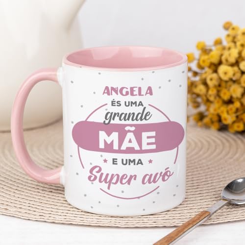 Wanapix | Caneca personalizada do dia da mãe | presente para a mãe | canecas originais para oferecer | 325 m | Caneca grande mãe e super avó