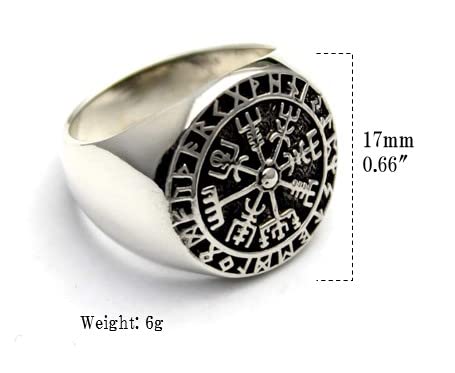 Cosumosu Sterling Silver Viking Compass Vegivisir Ring Us Size 8.5 #TOP3
