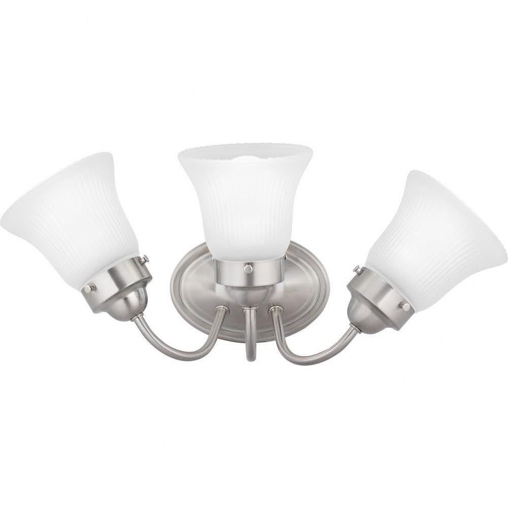 Progress Lighting Fluted Glass Collection 3-Light Etched Glass Traditional Bath Vanity Light Brushed Nickel