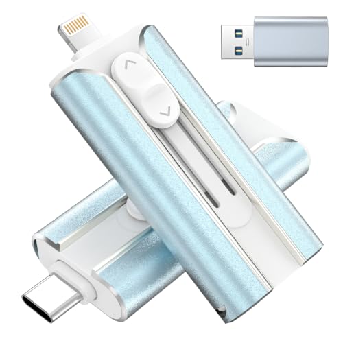 Image of MFI Certified 64GB Flash Drive - Photo Stick and USB Stick Offers Photo /Video Storage, The External Storage is Compatible with iOS, Android, and Pc,1 Pack (Glacier Haze)(Available Space: ~58GB)