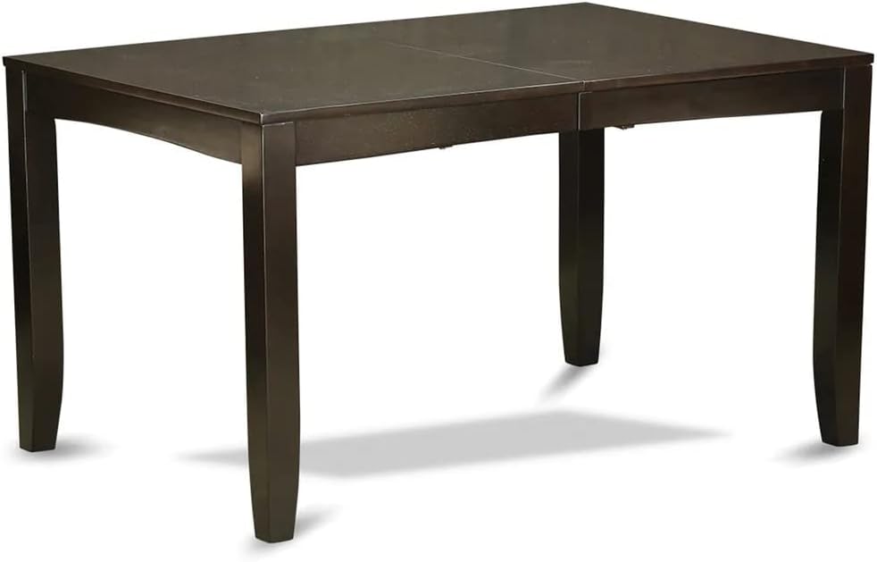 East West Furniture LYDR6-CAP-03 6 Piece Dining Set Contains a Rectangle Dining Room Table with Butterfly Leaf and 4 Brown Linen Fabric Padded Chairs with a Bench, 36x66 Inch, Cappuccino