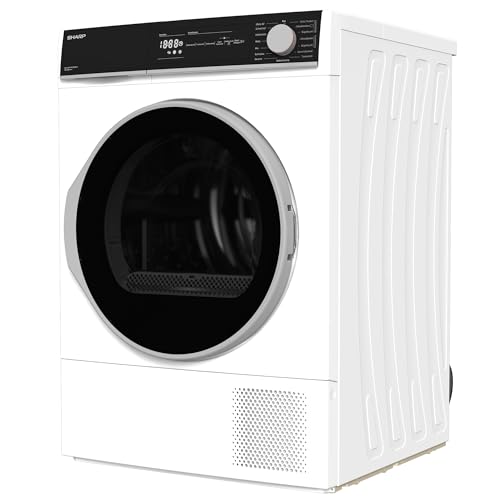 Sharp KD-NHH9S8GW3-DE Wärmepumpentrockner/C / 9 kg / 15 Programme inkl. Kurzprogramm 30 Min. / Schontrommel mit LED-Trommelbeleuchtung/Weiß