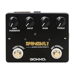 Acoustic Pedal SPANISHFLY GK-32 – Preamp & DI Box for Acoustic Guitars with Anti – Feedback and Treble Boost Features - Les Beatles, Paul McCartney, John Lennon, RIngo Starr, George Harrison
