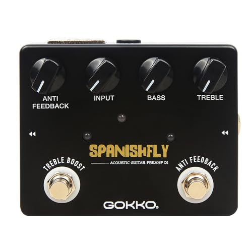 GOKKO Acoustic Pedal SPANISHFLY GK-32 - Preamp & DI Box for Acoustic Guitars with Anti - Feedback...