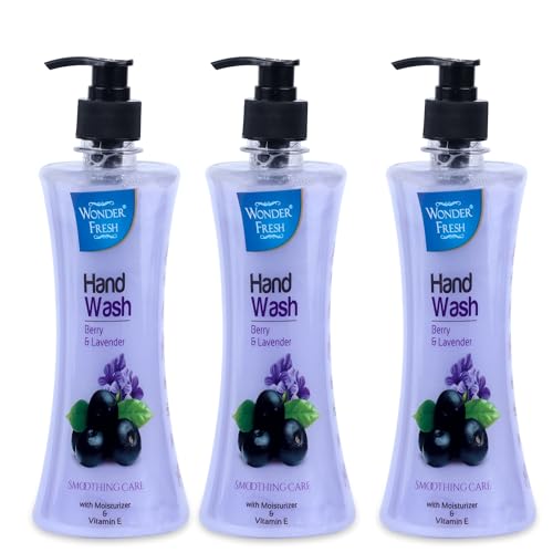Image of Handwash Liquid Soap | 450ML Pack of 3 | Soothing Berry & Lavender Fragrance | Foaming Germ Defence Formula | Soft on Hands Moisturizing Soap | Hand Wash Dispenser Bottles