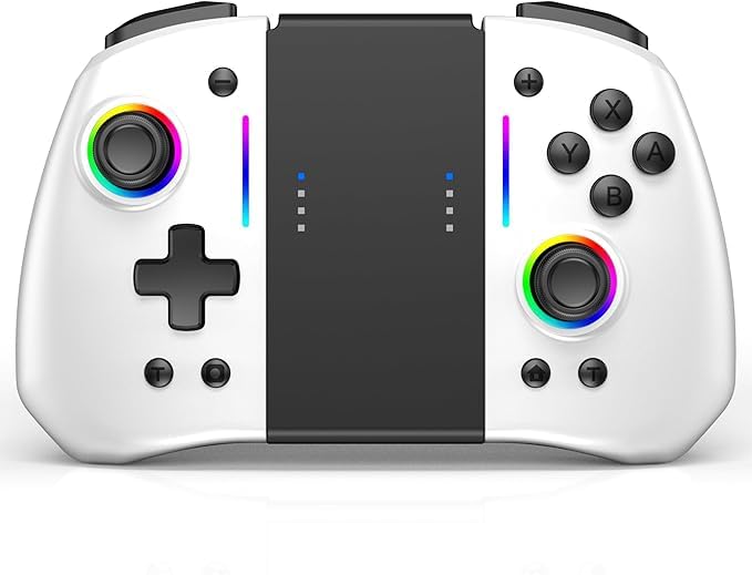Switch Controller for Nintendo Switch Controller, Wireless Switch Pro Controller for Joycon, Handheld Switch OLED Grip Remote with 8 RGB Colors, Adjustable TURBO, Dual Motor Vibration, Back Button