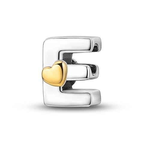 LIGHTDOG E Lettres pour Bracelet Charms,En Argent Sterling 925 Charms,Compatible Avec Les Bracelets et Colliers Pandora, Compatible Avec Les Bracelets Européens pour Femmes