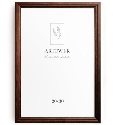 Artower Bilderrahmen Vintage Braun Holz Rahmen für 20 x 30 cm | Posterrahmen Groß Collage | Picture Frame Vintage Brown Wood 20x30 cm | Retro Schmal Bilderrahmen | Braun Poster Rahmen