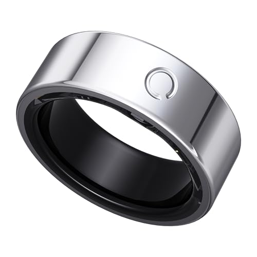opove O Ring Smart Ring, Fitness Trackers Rings with Sleep/Stress/Heart Rate/Women\'s Health Monitoring, Comfortable Wearing, Up to 7 Days Using, Fitness Ring for Android & iOS, Silver-Size10