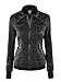 Lock and Love LL WJC664 Women's Faux Leather Moto Biker Jacket with Removable Hood – Zip Up Slim Fit Short Coat with Pockets XS BLACK