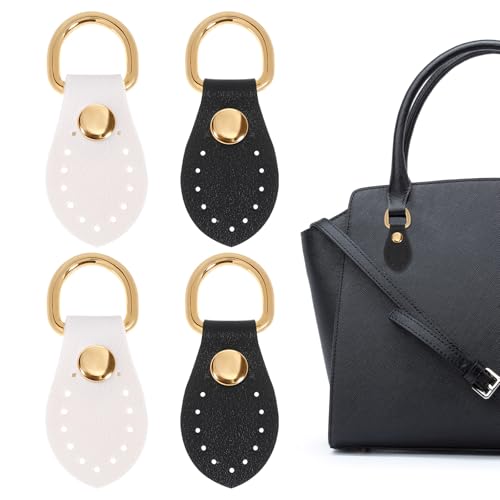 4 Pcs Bag Side Clip Buckle PU Leather D Rings