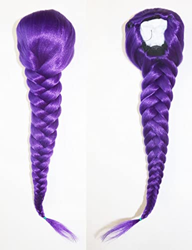 LeeWin Mix color 15 Inch Ponytail Fishtail Braid Extension Clip Synthetic Ponytail Hairpieces Drawstring Ponytail Braiding Hair Ponytail (Purple)