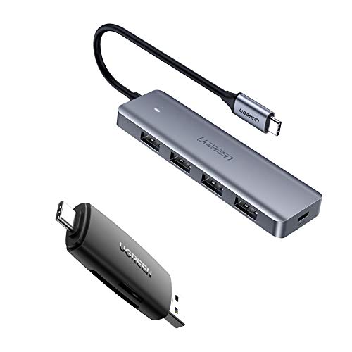 Bundle UGREEN USB C Hub with USB Type C USB 3.0 SD Card Reader for MacBook Pro, iMac, Samsung Galaxy Note 10 S10 S9, LG, Google Chromebook Pixelbook, Dell XPS, Oculus Rift S,Lenovo Yoga