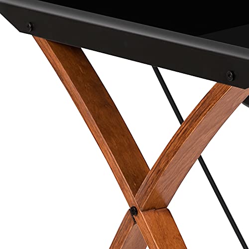 Flash Furniture Black Glass L-Shape Corner Computer Desk With Pull-Out Keyboard Tray, 83.25"W X 23.5"D X 29"H #TOP7