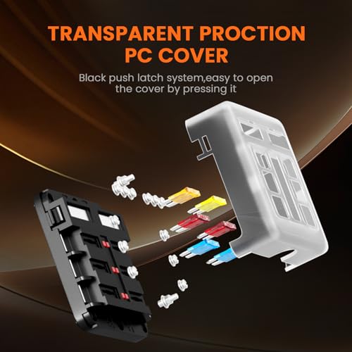tutooper 6 Circuit Fuse Block with Negative Bus, LED Indicator Fuse Box for 12-24V Car Marine RV Truck by tutooper - Image 5