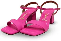 Sandália Vizzano Feminina, Salto Bloco Médio, Pink, Tira Única
