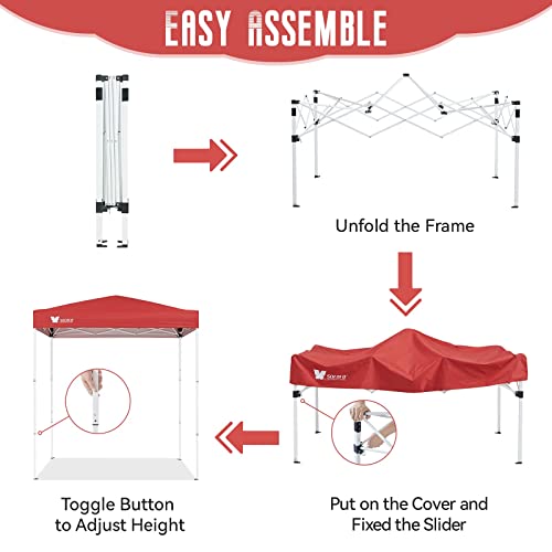 Sorara E-Z Pop Up Outdoor Portable Canopy Tent, Commercial Instant Shelter With Carry Bag, Tent Stakes, Red Roof And White Frame 6'X4' #TOP3