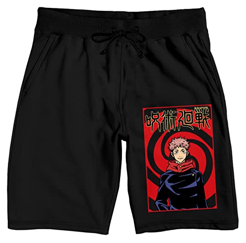 Bioworld Jujutsu Kaisen Yuji Itadori Character Men's Black Sleep Pajama Shorts