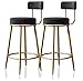 Taburetes de Bar Modernos Juego de 2 Sillas de Altura de mostrador para el Desayuno para Cocina Isla Comedor Pub con Espalda Piernas de Metal de Oro y tapizado de Terciopelo 65cm Asiento Gris