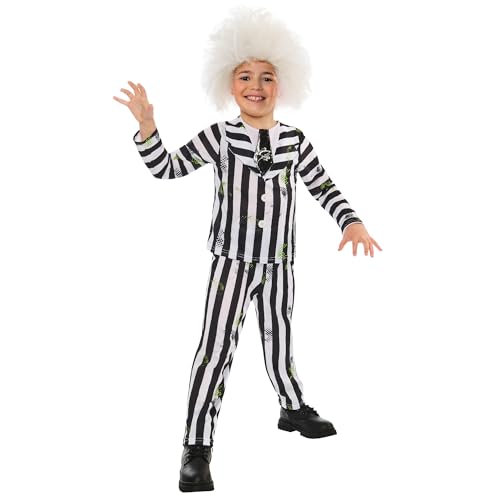 Rubies 1000709XXS000 Kids Beetlejuice Costume and Wig Fancy Dress Multicoloured 3-4 Halloween