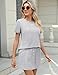 TCOT Ladies Pajamas Sets Fashion Summer Short Sleeve Crew Neck Tops Soft Sleepwear Lounge Dressy Pjs Set Light Gray,XL