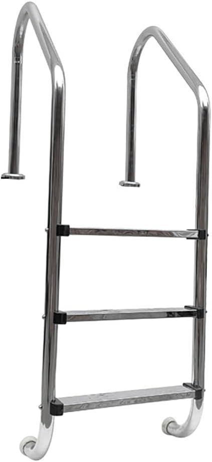 Three-Step Stainless Steel Swimming Pool Ladder, Anti-Slip Underwater Escalator, Punch-Free and Thickened Swimming Pool Ladder, Swimming Pool Climbing Ladder, Load-Bearing 500 Kg