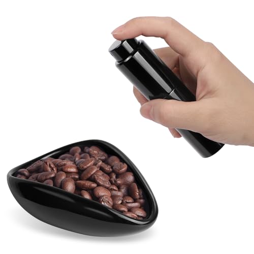 Ceramic Coffee Dosing Cup and 20 ML Spray Bottle Set - Static Reducing Espresso Accessories Kit for Home Cafe | Professional Espresso Coffee Measuring Cups Tools (Black)