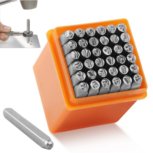 37 Stück Schlagzahlen Alphabet Set, 3mm Schlagzahlen Alphabet A-Z und Zahlen 0-9, Metall Schlagstempel, Schlagstempel-Set aus Gehärtetem Stahl für Stempeln von Metall Kunststoff Holz Leder DIY