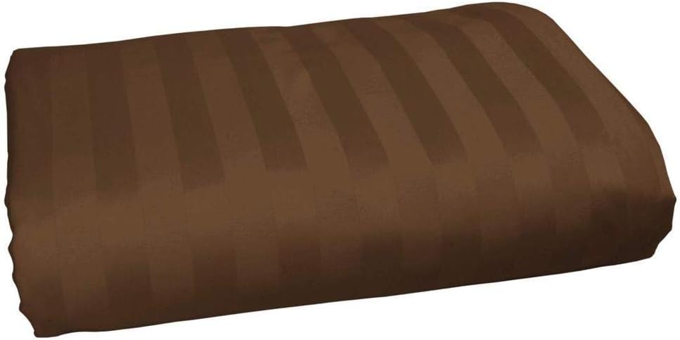 Luxury Twin-XL (70x102) Flat Sheet, Soft 600-TC Egyptian Cotton, Soft & Breathable Bed Sheets, Top Sheet, Twin-XL Flat Sheet Only (Stripe, Chocolate)