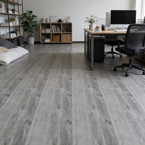 DAJAVE Vinylboden Selbstklebend 40cm x 10m Rolle, PVC Bodenbelag Selbstklebend, Klebevinyl Selbstklebends, Klebefolie Boden Wasserdicht für Küche Wohnzimmer Badezimmer (Grau)
