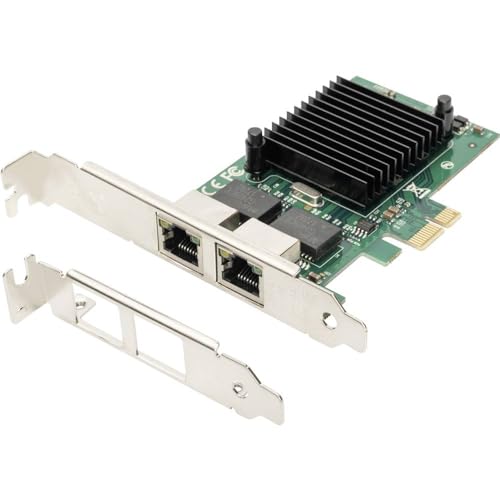 DIGITUS Scheda di rete Gigabit PCIe, 2 porte RJ45, Layer-2, Chipset Intel 82575EB, 1-GBit/s, VLAN & controllo di flusso