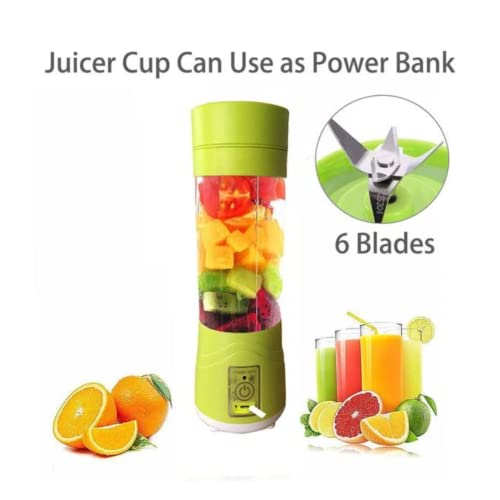 Image of Suzec Portable Electric USB Juice Maker Juicer Bottle Blender Grinder Mixer,6 Blades Rechargeable Bottle with (Multi color)
