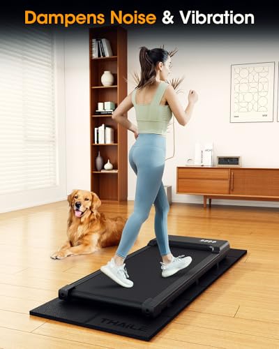 THAILE Treadmill Mat for Carpet Floors Large 68\"x24\", Foldable Exercise Equipment Mat, 1/4“ Thick Waterproof Mat for Home Yoga, Workout, Treadmills, Indoor Bikes, Noise Shock Absorption