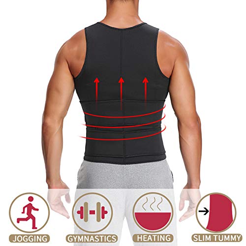 Bonarty Modelador corporal masculino sauna colete compressão camisa modeladora térmica - G