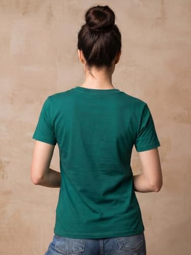 Image of JUNEBERRY Women's Regular Fit Pure Cotton Printed T-Shirt | Soft Fabric, Breathable Comfort | Round Neck, Half Sleeves, Round Neck (Size: S to 2XL)