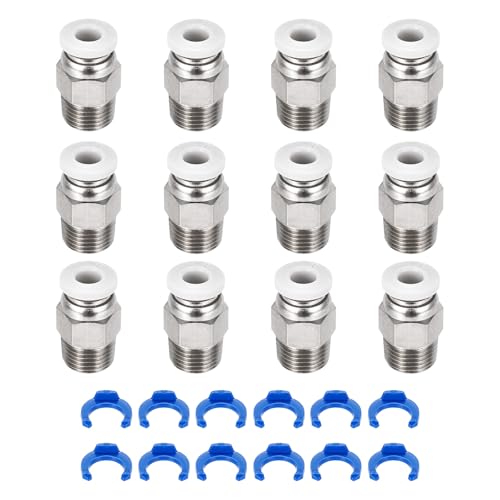 sourcing map 12 Pcs Pneumatic Fitting, PC4-M10 Push to Connect Pneumatic Tube Fittings, Straight Through Fitting for 3D 
