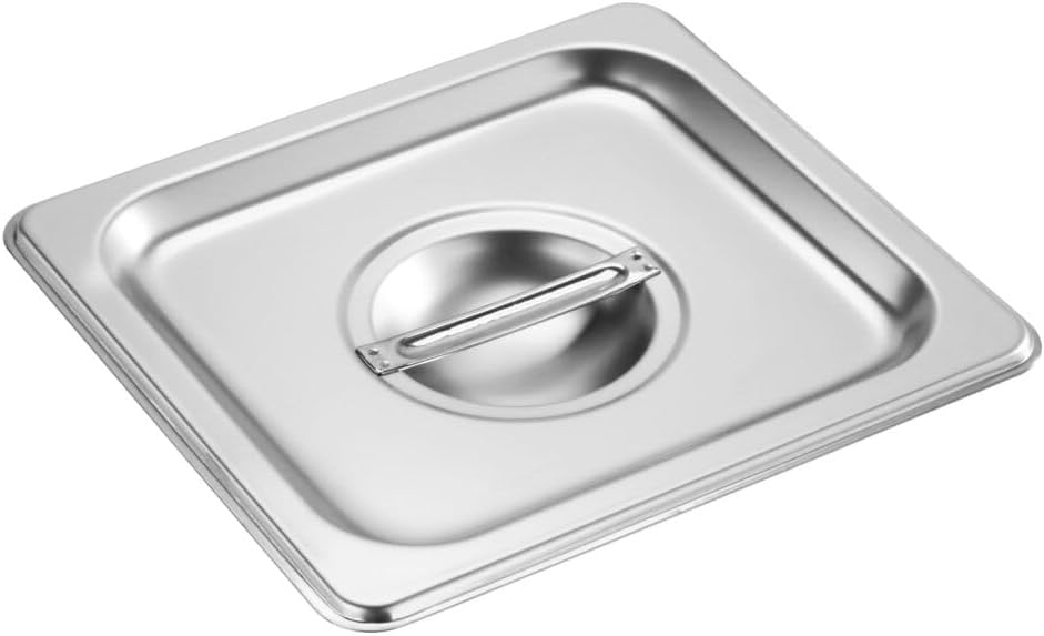 New Star Foodservice 1/6 Size Steam Table Pan Cover, Solid, 18/8 Stainless Steel, 24-Gauge