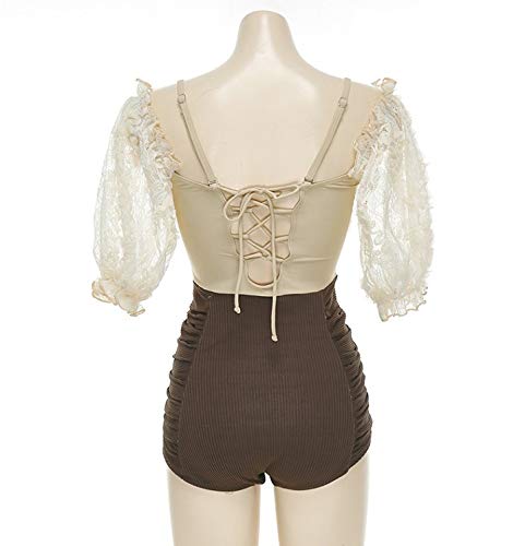 Maillot de bain coréen anti complexe avec short et manches masquant les bras - 3