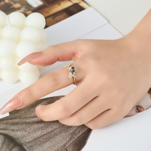 Kokoma Ginkgo Leaves Statement Ring for Women Adjustable CZ Crystal Wrap Finger Ring Promise Engagement Eternity Rings Wedding Band2