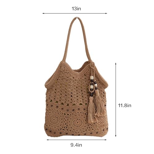 Bolso playero tejido boho con forro impermeable miniatura 3