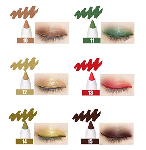 12 Pcs Assorted Bright Colors Waterproof Durable Eyeliner/Eyebrow/Eyeshadow/Lip Liner Pencil Highlight Tattoo Pens Cosmetic Makeup Apply Kit Tools Creates Natural Brows & Eye Lines Effortlessly #TOP7