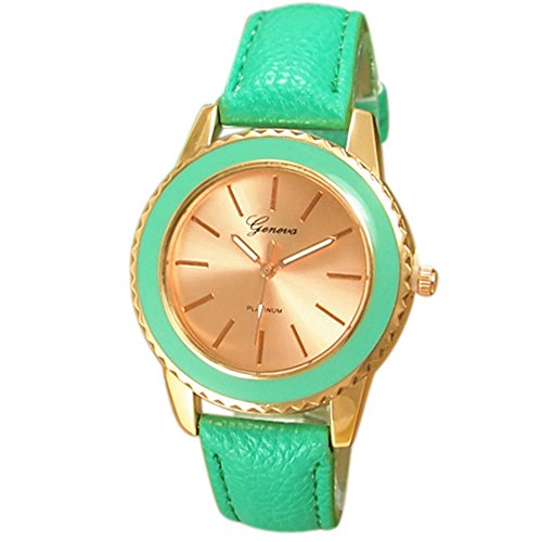 Jewelry Women's Faux Leather Band Quartz Wrist Watch,Colour:Mint Green (Color : Mint Green)