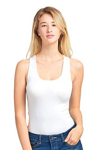 Tank Top - Women's Stylish Scoop Neck Tank Top (White)