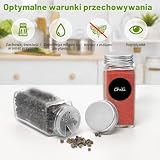 Withosent Słoiki na przyprawy, prostokątne, zestaw 24 sztuk, 120 ml, szklane pojemniki na przyprawy z zakręcaną nasadką, pojemnik do przechowywania przypraw z wkładem do posypywania, etykiety, lejek,