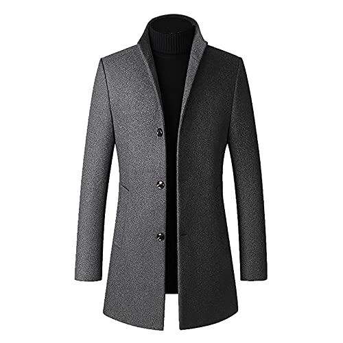 Sobretudo masculino de mistura de lã slim fit, sobretudo de negócios, sobretudo de inverno, liso, go