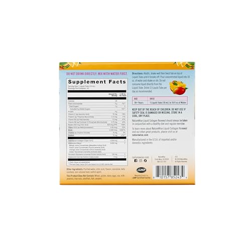 Image of NatureWise Hydrolyzed Liquid Collagen for Women & Men 4000mg - No Added Sugar - Multi Collagen Peptides + Biotin + Vitamin C + Vitamin B Complex & Hyaluronic Acid - Mango - 30 Tubes[30 Day Supply]