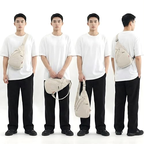Image of Nylon Sling Bag for Men & Women | Lightweight Crossbody Chest Bag Handbag | Anti-Theft Back Pocket | Compact Everyday Carry Travel Shoulder Organizer | Casual | Water-Resistant | Secure Storage